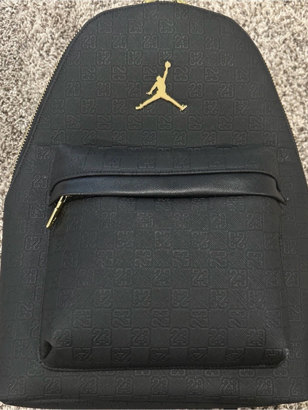 NWT Jordan Black Limited Edition Embossed Monogram Backpack with Gold Logo